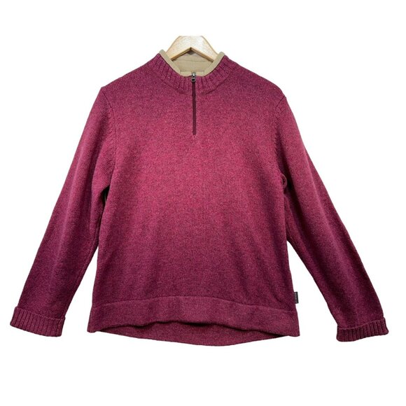 Woolrich Womens Wool 1/4 Zip Sweater Size L Mulberry - Picture 1 of 12